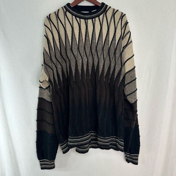 Vintage Coogi Style Bachrach 3D Knit Sweater Men’s XL Groovy Abstract Winter - Picture 1 of 9